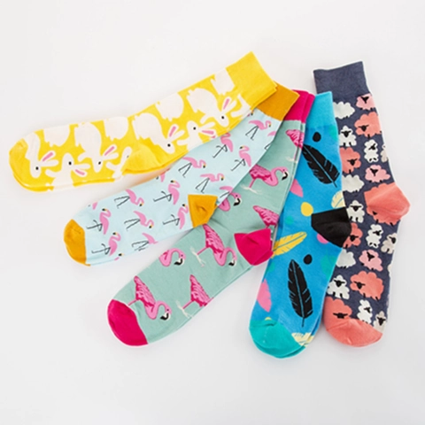 Calzini Sportivi Fantasia Colorata Moda Cotone Pettinato Traspirante Casual Sportivo Fenicottero Coniglio Stampa Animale Uomo Donna