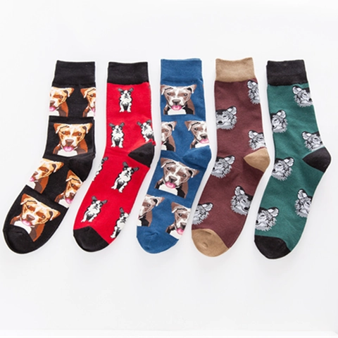 Calze Al Polpaccio Con Stampe Di Cani Misto Cotone Traspiranti Comode Casual Per Uomo Donna