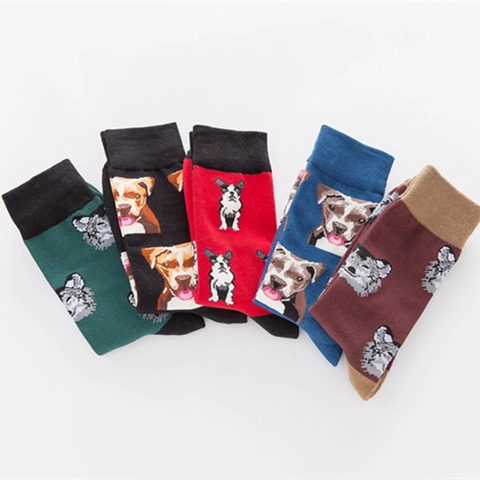 Calze Al Polpaccio Con Stampe Di Cani Misto Cotone Traspiranti Comode Casual Per Uomo Donna