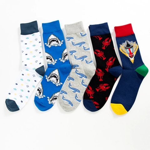 Lustige Cartoon Tier Crew Socken Baumwolle Polyester Nylon Elasthan Dehnbar Atmungsaktiv Wadenhoch Strumpfwaren Für Herren Damen