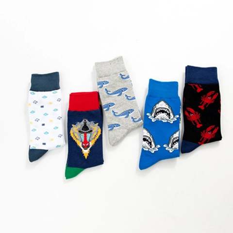 Lustige Cartoon Tier Crew Socken Baumwolle Polyester Nylon Elasthan Dehnbar Atmungsaktiv Wadenhoch Strumpfwaren Für Herren Damen