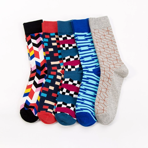 Calze Al Polpaccio Con Motivo Geometrico Misto Cotone Astratto Colorato Traspirante Casual Moda Trendy