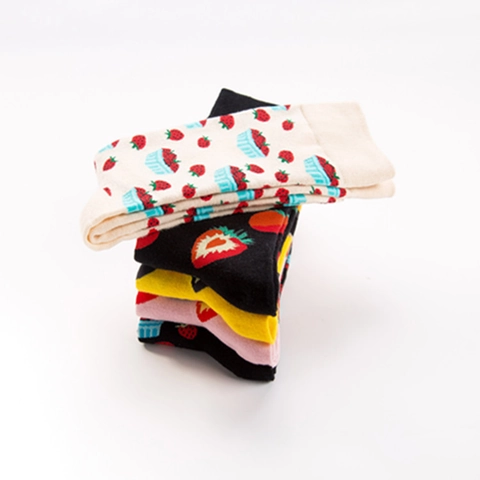 Erdbeermuster Crew Socken Baumwollmischung Atmungsaktiv Fruchtmuster Lässig Mittellang Mode Strumpfwaren Herren Damen Übergröße