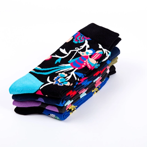 Herren Crew Socken Baumwollmischung Gemustert Bunt Lässig Streetwear Skateboard Neuheit Wadenhoch Atmungsaktiv