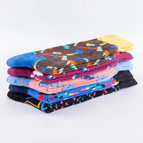Calze Al Polpaccio Misto Cotone Traspirante Confortevole Polsino A Costine Gesto Delle Dita Uccello Motivo Geometrico Trendy Streetwear