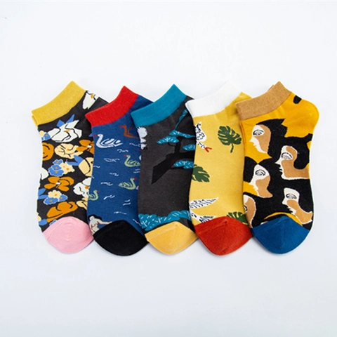 Chaussettes En Coton À Motifs Artistiques Nouveauté Crew Cheville Décontracté Respirant Multicolore Imprimé Unisexe