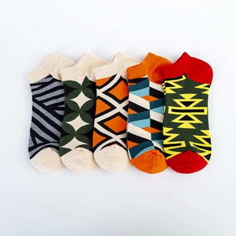 Calze Alla Caviglia Cotone Fantasia Geometrica Colorata Casual Traspirante Taglio Basso Unisex Sport Moda Multicolore