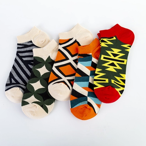 Calze Alla Caviglia Cotone Fantasia Geometrica Colorata Casual Traspirante Taglio Basso Unisex Sport Moda Multicolore