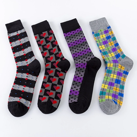 Calze Al Polpaccio Uomo Misto Cotone Geometrico Argyle Cuore Fantasia Traspirante Casual Business Unisex
