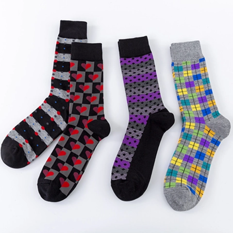 Calze Al Polpaccio Uomo Misto Cotone Geometrico Argyle Cuore Fantasia Traspirante Casual Business Unisex