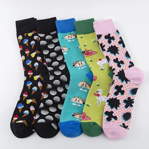 Unisex Baumwollmischung Neuheit Muster Crew Socken Lässige Streetwear Atmungsaktive Komfort Künstlerischer Druck