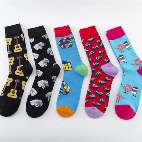 Kleurrijke Novelty Crew Sokken Katoenmix Ademend Mid-Calf Beenmode Streetwear Casual Leuke Patronen Volwassenen