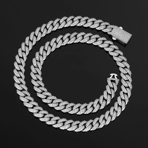 10mm Iced Out Cuban Link Chain Necklace For Men Women Hip Hop AAA Zirconia Inlaid Copper Gold Silver Plated Jewelry