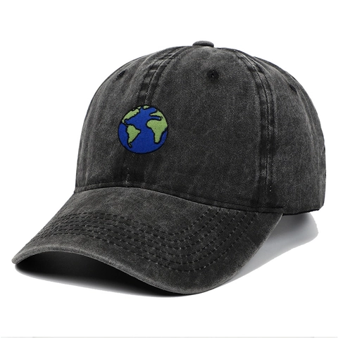Casquette De Baseball Avec Broderie Terre Coton Lavé Vintage Ajustable Chapeau De Soleil Décontracté Extérieur Homme Femme