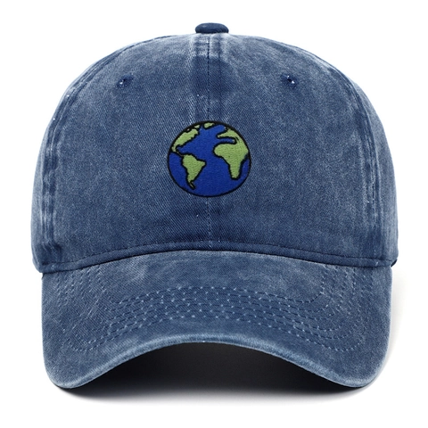 Casquette De Baseball Avec Broderie Terre Coton Lavé Vintage Ajustable Chapeau De Soleil Décontracté Extérieur Homme Femme