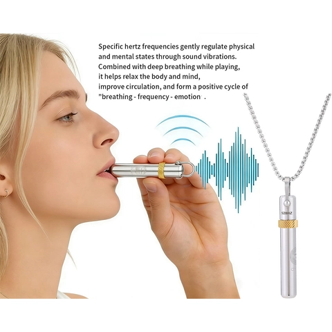 Mindful Breathing Necklace Meditation Whistle Pendant Stainless Steel Anxiety Relief Stress Reduction Yoga Jewelry Unisex