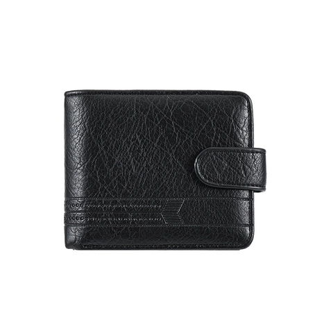 Herren Kurze Bifold Brieftasche PU Leder Druckknopfverschluss Reißverschluss Münzfach Litschi Muster Business Stil