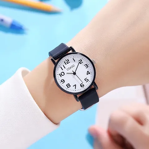 Minimalistische Quarzuhr Rundes Legierungsgehäuse PVC Armband Arabische Ziffern Lässige Armbanduhr Studenten