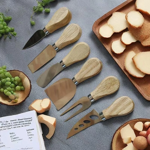 Cuchillo Para Queso De Acero Inoxidable Esparcidor De Mantequilla Con Mango De Madera Herramienta De Cocina