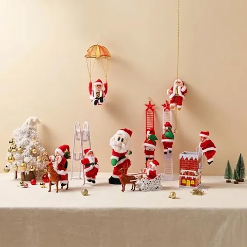 Babbo Natale Elettrico Giocattolo Scala Arrampicata Ornamento Renna Musicale Per Decorazione Festa Natale