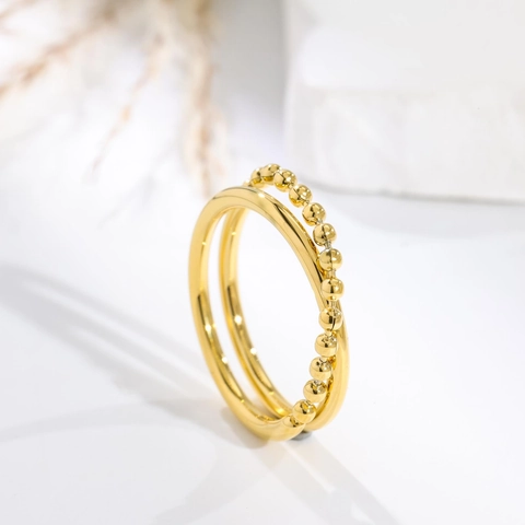 Mehrlagiger Kettenring Edelstahl Rundperlen Glattes Band Stapelbarer Minimalistischer Schmuck Für Damen