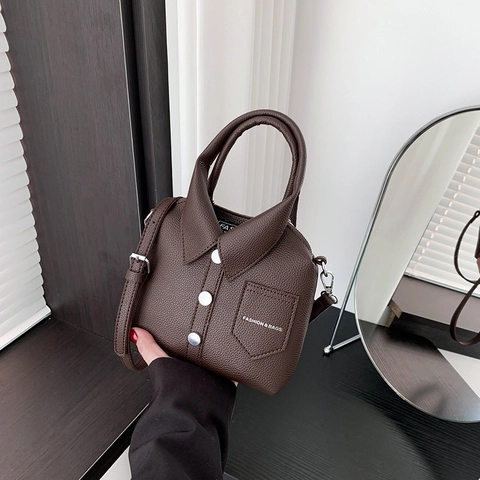 Sac À Main Créatif En Forme De Chemise Cuir PU Avec Boutons Sac À Bandoulière Élégant Pour Femme