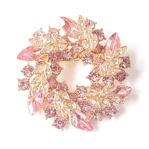 Elegante Spilla In Lega Con Strass Ghirlanda Cristallo Floreale Foglia Decorazione Abbigliamento Gioielli Donna