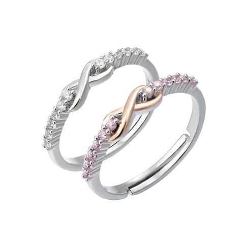 Infinity Symbol Ring Sparkling Cubic Zirconia Adjustable Open Finger Ring Fashion Jewelry For Women