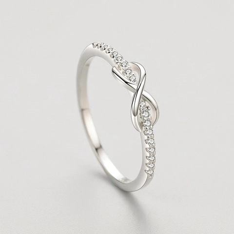 Infinity Symbol Ring Sparkling Cubic Zirconia Adjustable Open Finger Ring Fashion Jewelry For Women