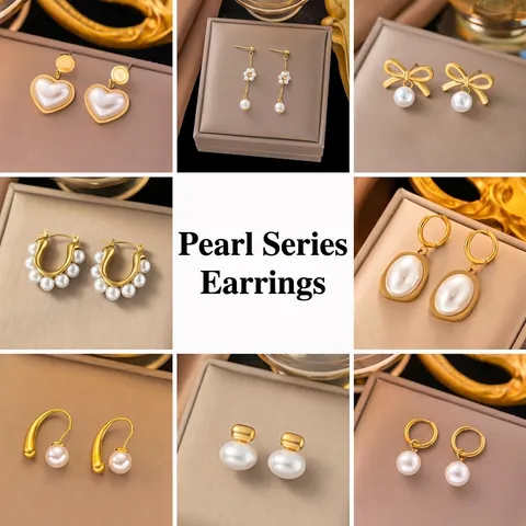 Titanium Steel Artificial Pearl Earrings For Women Elegant Gold Plated U-Shaped Geometric Stud Hoop Earrings Minimalist Jewelry Gift