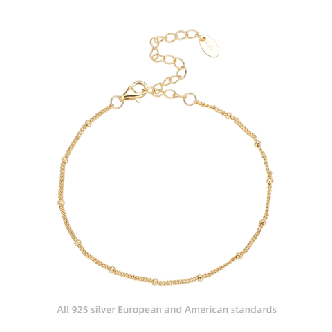Bracciale Minimalista in Argento Sterling 925 con Perline Tonde per Donna Bracciale a Catena Regolabile Gioielli Estetici