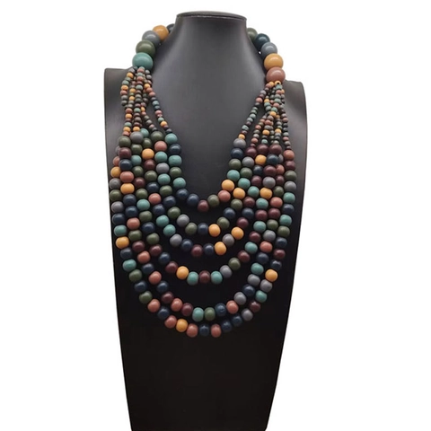 Bohemian Holzperlenkette Mehrlagig Ethnisch Vintage Handgefertigt Statement Schmuck Für Damen Übertriebener Stil