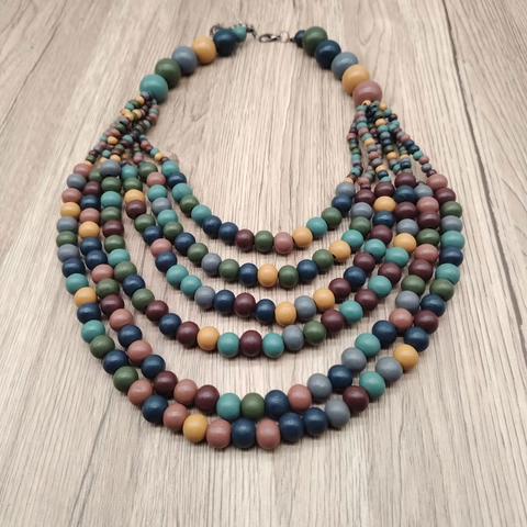 Bohemian Holzperlenkette Mehrlagig Ethnisch Vintage Handgefertigt Statement Schmuck Für Damen Übertriebener Stil