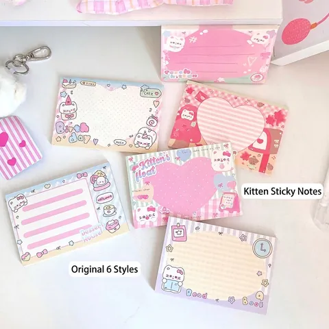 Cute Cartoon Cat Memo Pads Tearable Non-Adhesive Paper Notes For Students Scrapbooking Stationery Kawaii