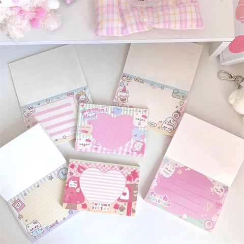 Cute Cartoon Cat Memo Pads Tearable Non-Adhesive Paper Notes For Students Scrapbooking Stationery Kawaii