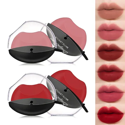 Rossetto Opaco Velluto Pigro Forma Di Labbra Creativa Lunga Durata Impermeabile Trucco Per Labbra Da Donna