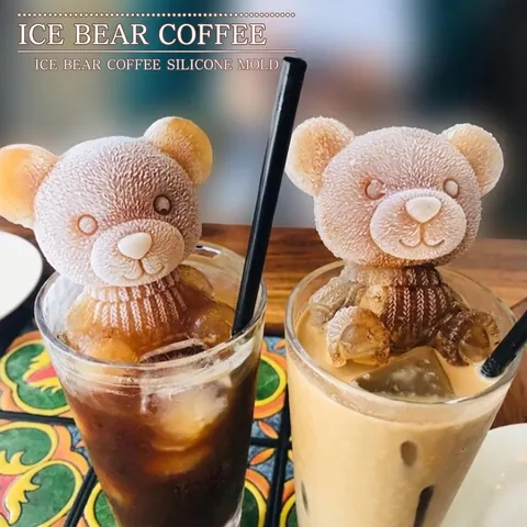 3D Realistic Bear Silicone Ice Cube Mold Food Grade Easy Release Tray For Coffee Milk Tea Chocolate Drink Decoration