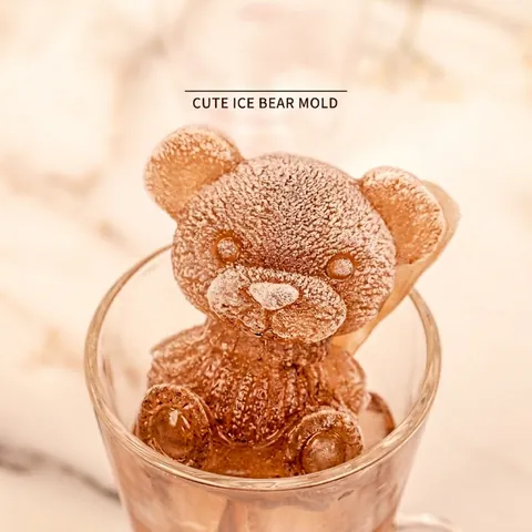 3D Realistic Bear Silicone Ice Cube Mold Food Grade Easy Release Tray For Coffee Milk Tea Chocolate Drink Decoration