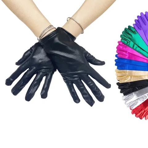 Glänzende Metallic Lackleder Opernhandschuhe Elastische Lange Handschuhe Für Cosplay Bühne Party Kostüm Gothic Punk Stil