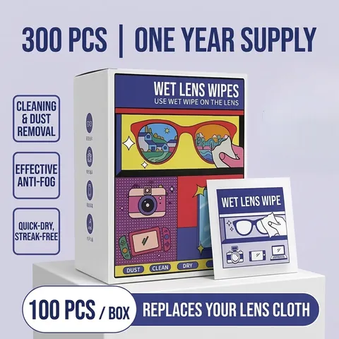 Anti-fog Lens Cleaning Wipes Individually Wrapped Portable Quick-dry For Glasses Camera Screen Non-woven Soft