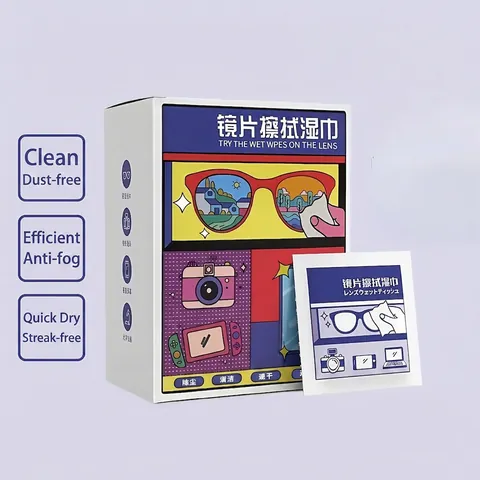 Anti-fog Lens Cleaning Wipes Individually Wrapped Portable Quick-dry For Glasses Camera Screen Non-woven Soft