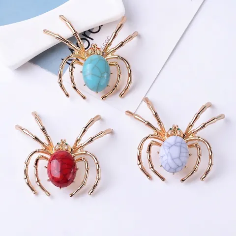 Spilla Ragno Vintage Lega Forma Animale Spilla Risvolto Con Pietra Trama Marmo Occhi Strass Gioielli Goccia Olio Regalo Per Donne