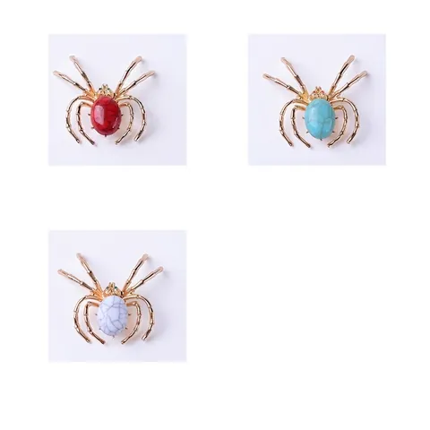 Spilla Ragno Vintage Lega Forma Animale Spilla Risvolto Con Pietra Trama Marmo Occhi Strass Gioielli Goccia Olio Regalo Per Donne
