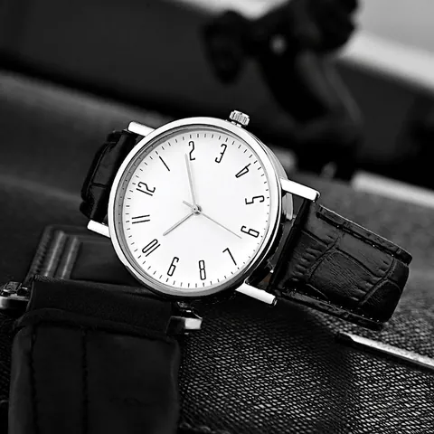 Quarzuhr Für Herren Minimalistische Business Casual Analoge Armbanduhr Legierung Gehäuse Kunstlederband Klassisches Zifferblatt
