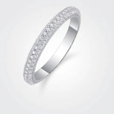 925 Sterlingsilber Dreireihig Moissanit Eternity Ring Für Damen Pave Moissanit Hochzeit Jahrestag Band Schmuck Geschenk