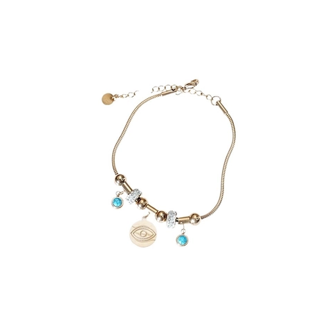 Pulsera De Cadena De Serpiente Mal De Ojo Acero De Titanio Con Turquesa Y Pedrería Joyería Bohemia Para Mujeres