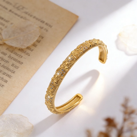 Vintage Roestvrij Stalen Ster Maan Open Armband Voor Dames 18K Verguld Strass Hemels Totem Bangle Sieraden Cadeau