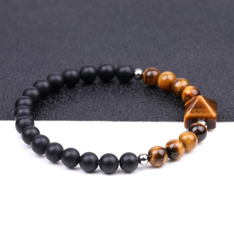 Naturstein Achat Perlenarmband Mit Pyramide Kristall Anhänger Für Damen Herren Unisex Polierte Mode Schmuck Täglich Accessoire Geschenk