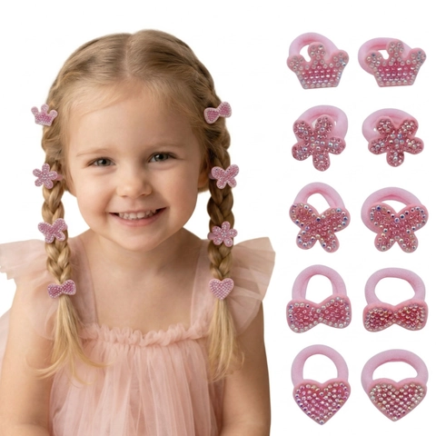 Elastici Capelli Bambine Rosa Strass Cuore Corona Farfalla Fiore Forme Fasce Elastiche Stile Principessa Dolce Per Ragazze
