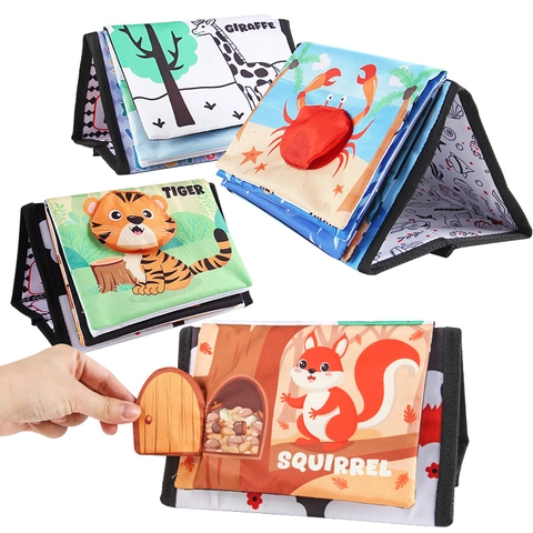 Baby Stoffbuch Sensorik Spielzeug Mit Tummy Time Spiegel Knisterpapier Weicher Polyester Stoff Für Säuglinge
